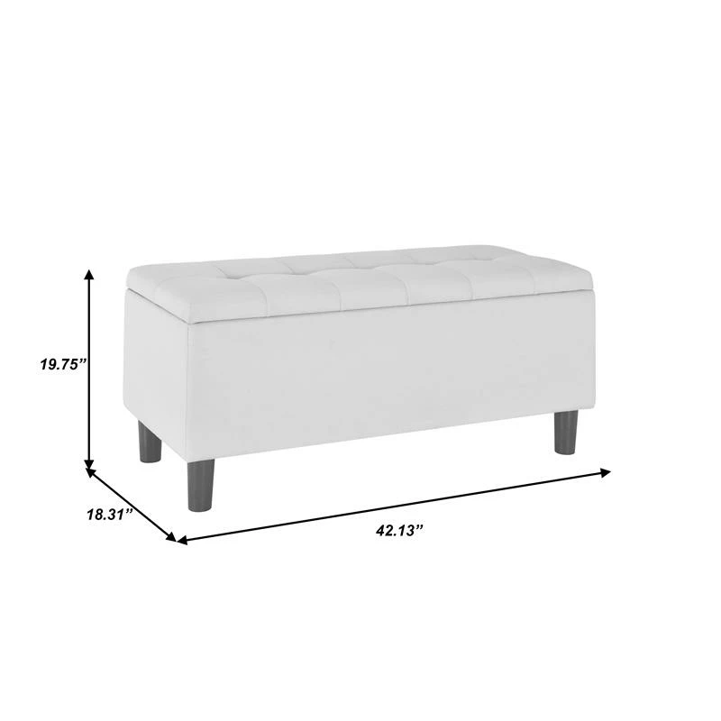 Outlet π Home Fare 42 Inch Hinged Top Storage Bench W/ Grid-Tufted Seat In Light Gray π 5 Outlet π Home Fare 42 Inch Hinged Top Storage Bench W/ Grid-Tufted Seat In Light Gray π - Image 5
