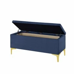 Cheap 😉 Home Fare 42 Inch Tufted Fabric Storage Bench In Navy 👍 -Bedroom Benches Store 2367338 5 L
