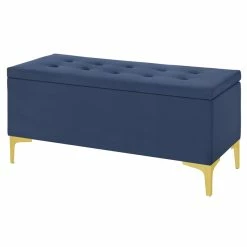 Cheap 😉 Home Fare 42 Inch Tufted Fabric Storage Bench In Navy 👍