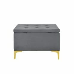 Hot Sale 👍 Home Fare 29 Inch Tufted Fabric Storage Bench In Charcoal Gray 🛒 -Bedroom Benches Store 2367339 2 L