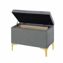 Hot Sale 👍 Home Fare 29 Inch Tufted Fabric Storage Bench In Charcoal Gray 🛒 -Bedroom Benches Store 2367339 5 L