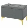 Hot Sale 👍 Home Fare 29 Inch Tufted Fabric Storage Bench In Charcoal Gray 🛒