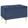 Flash Sale 👏 Home Fare 29 Inch Tufted Fabric Storage Bench In Navy ✔️