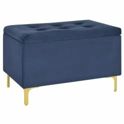 Flash Sale 👏 Home Fare 29 Inch Tufted Fabric Storage Bench In Navy ✔️