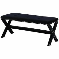 Coupon π Best Master Furniture Medraut Black Velvet Accent Bench β