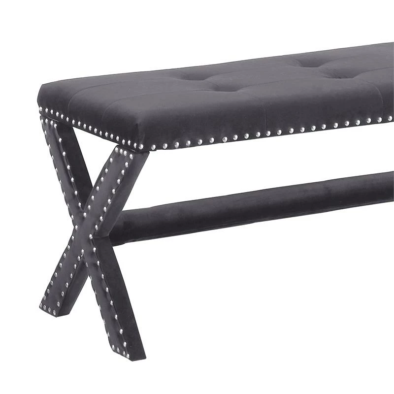 Budget π Best Master Furniture Medraut Gray Velvet Accent Bench π 2 Budget π Best Master Furniture Medraut Gray Velvet Accent Bench π - Image 2