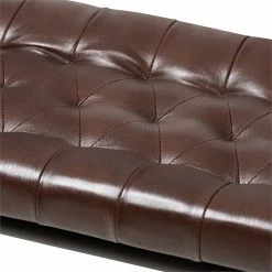 Coupon 🤩 Bowery Hill Faux Leather Bench In Dark Brown And Dark Bronze 💯 -Bedroom Benches Store 2389643 4 L
