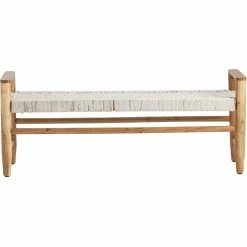 Hot Sale 😀 Crestview Collection Tacoma Jute Bench Wood White ⭐