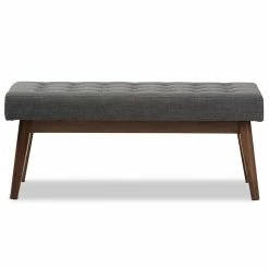 Hot Sale ⌛ Bowery Hill Button Tufted Bedroom Bench In Dark Gray ⌛ -Bedroom Benches Store 2407779 2 L