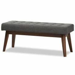 Hot Sale ⌛ Bowery Hill Button Tufted Bedroom Bench In Dark Gray ⌛