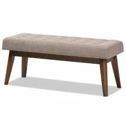 Hot Sale ❤️ Bowery Hill Button Tufted Bedroom Bench In Light Gray 💯