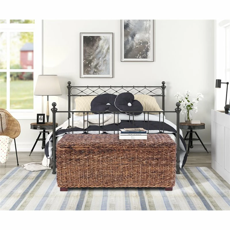 Budget ✨ Belmont Home Caswell 42" Woven Banana Leaf Rattan Storage Trunk In Honey Brown ✨ 2 Budget ✨ Belmont Home Caswell 42" Woven Banana Leaf Rattan Storage Trunk In Honey Brown ✨ - Image 2