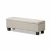 Coupon 😀 Bowery Hill Contemporary Storage Ottoman Bench In Beige Fabric 🧨