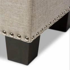 Coupon 😀 Bowery Hill Contemporary Storage Ottoman Bench In Beige Fabric 🧨 -Bedroom Benches Store 2417101 7 L