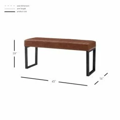 Best Pirce 😀 New Pacific Direct Jasper Leather Bench In Antique Cigar Brown/Rubbed Bronze 🔔 -Bedroom Benches Store 2422265 6 L