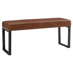 Best Pirce π New Pacific Direct Jasper Leather Bench In Antique Cigar Brown/Rubbed Bronze π