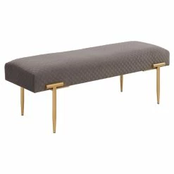 Budget ✔️ New Pacific Direct Clarine Velvet Fabric Bench In Serene Dark Gray/Gold 🎉
