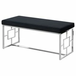 Top 10 ⌛ Bowery Hill Velvet And Stainless Steel Bench In Black And Silver ✔️