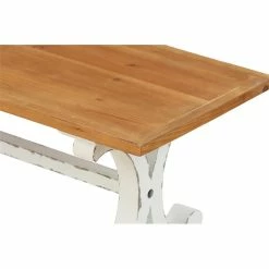 Promo ❤️ Luxen Home LuxenHome 45" W Farmhouse White And Natural Wood Entry Coffee Table/Bench 😍 -Bedroom Benches Store 2440151 4 L