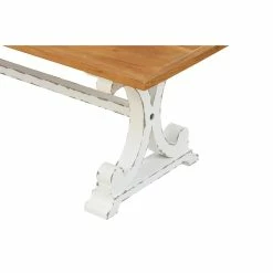 Promo ❤️ Luxen Home LuxenHome 45" W Farmhouse White And Natural Wood Entry Coffee Table/Bench 😍 -Bedroom Benches Store 2440151 5 L