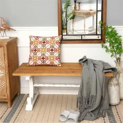 Promo ❤️ Luxen Home LuxenHome 45" W Farmhouse White And Natural Wood Entry Coffee Table/Bench 😍 -Bedroom Benches Store 2440151 8 L