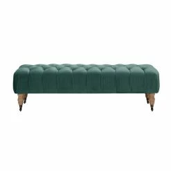 Outlet 🥰 Posh Living Tina Bench Hunter Green Velvet Upholstered Button Tufted 🎉 -Bedroom Benches Store 2454990 2 L