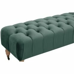 Outlet 🥰 Posh Living Tina Bench Hunter Green Velvet Upholstered Button Tufted 🎉 -Bedroom Benches Store 2454990 6 L