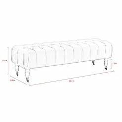 Outlet 🥰 Posh Living Tina Bench Hunter Green Velvet Upholstered Button Tufted 🎉 -Bedroom Benches Store 2454990 7 L