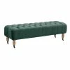 Outlet 🥰 Posh Living Tina Bench Hunter Green Velvet Upholstered Button Tufted 🎉