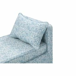 Cheapest 😀 Posh Living Yazmin Bench Indes Blue Ground Linen Upholstered Piping Details 😍 -Bedroom Benches Store 2455012 6 L