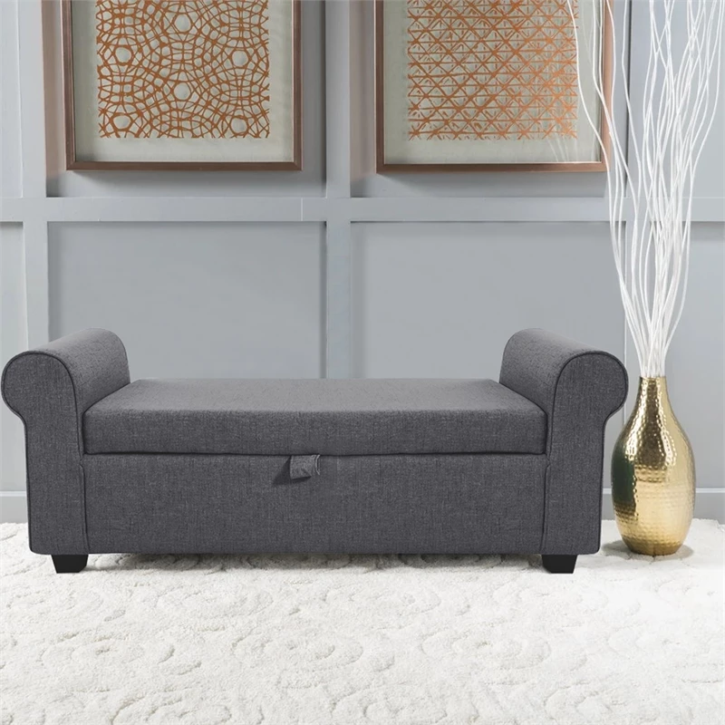 Hot Sale βοΈ Spirit Up Art Fabric Upholstered Flip Top Storage Bench In Dark Gray 𧨠2 Hot Sale βοΈ Spirit Up Art Fabric Upholstered Flip Top Storage Bench In Dark Gray 𧨠- Image 2