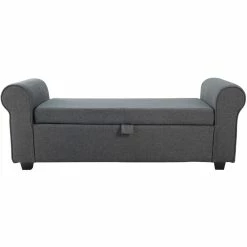 Hot Sale βοΈ Spirit Up Art Fabric Upholstered Flip Top Storage Bench In Dark Gray π§¨