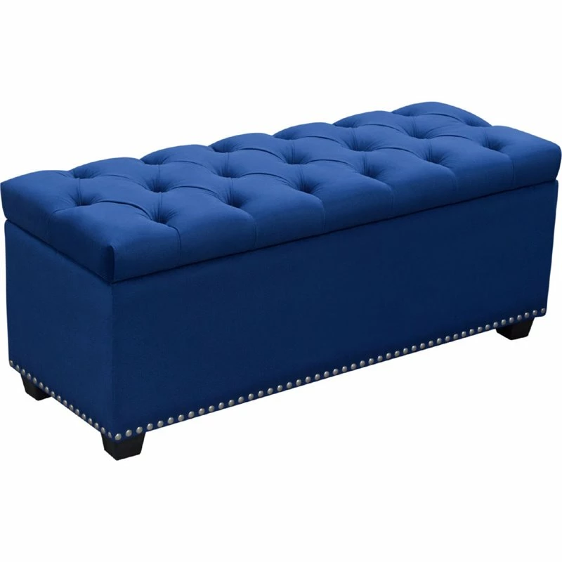 Hot Sale β Benzara Button Tufted Trunk With Lift Top Storage & Nail Head Accent Trim In Blue π₯ 2 Hot Sale β Benzara Button Tufted Trunk With Lift Top Storage & Nail Head Accent Trim In Blue π₯ - Image 2