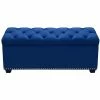 Hot Sale ⌛ Benzara Button Tufted Trunk With Lift Top Storage & Nail Head Accent Trim In Blue 🔥