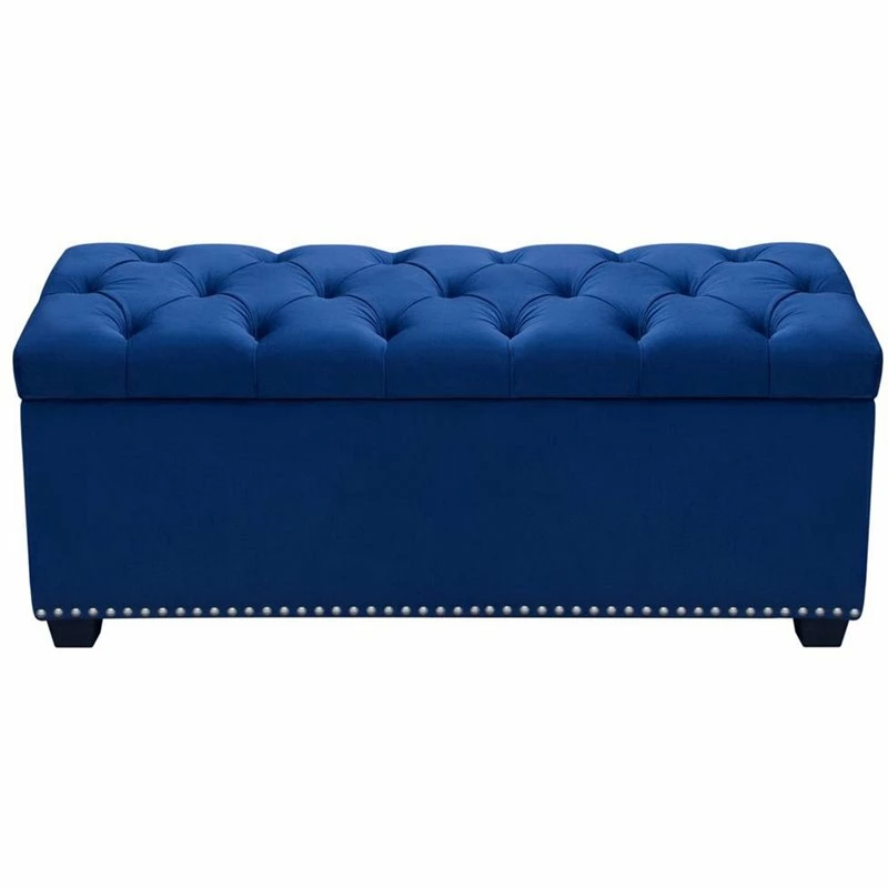 Hot Sale β Benzara Button Tufted Trunk With Lift Top Storage & Nail Head Accent Trim In Blue π₯ 1 Hot Sale β Benzara Button Tufted Trunk With Lift Top Storage & Nail Head Accent Trim In Blue π₯
