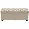 Cheap 😀 Benzara Button Tufted Trunk With Lift Top Storage & Nail Head Accent Trim In Beige 🔔