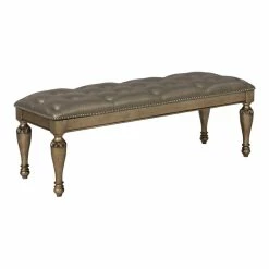 Best deal ⌛ Avalon Furniture Seville 19.25" Wood Bed Bench In Translucent Platinum/Bronze ⌛