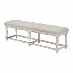 Outlet ✨ Avalon Furniture Barton Creek 18.5" Wood Bed Bench In Sandblasted Off White ✔️