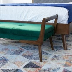 Flash Sale 👏 Pemberly Row Mid-Century Rectangular Velvet Upholstered Bench In Green 🎉 -Bedroom Benches Store 2468953 3 L