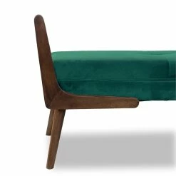 Flash Sale 👏 Pemberly Row Mid-Century Rectangular Velvet Upholstered Bench In Green 🎉 -Bedroom Benches Store 2468953 7 L