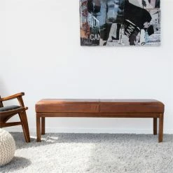 Best reviews of 💯 Pemberly Row Mid-Century Rectangular Genuine Leather Bench In Tan 🧨 -Bedroom Benches Store 2469040 1 L