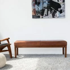 Best reviews of 💯 Pemberly Row Mid-Century Rectangular Genuine Leather Bench In Tan 🧨 -Bedroom Benches Store 2469040 3 L