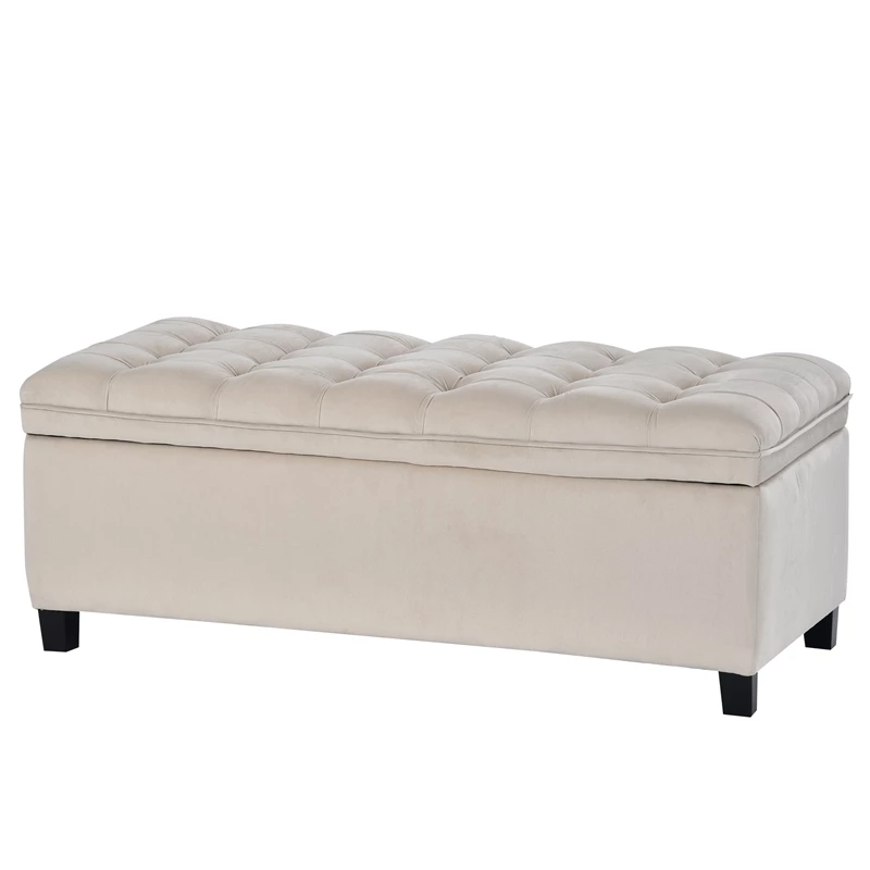 Cheap 𧨠CRO Decor Upholstered Flip Top Storage Bench With Button Tufted Top-Beige π 4 Cheap 𧨠CRO Decor Upholstered Flip Top Storage Bench With Button Tufted Top-Beige π - Image 4