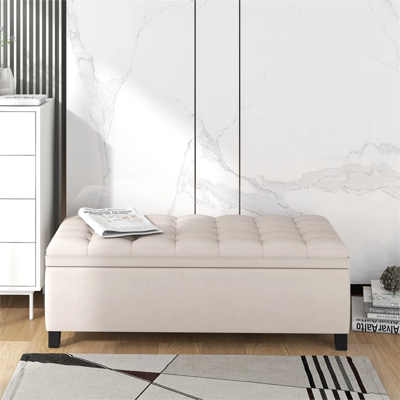 Cheap 𧨠CRO Decor Upholstered Flip Top Storage Bench With Button Tufted Top-Beige π 1 Cheap 𧨠CRO Decor Upholstered Flip Top Storage Bench With Button Tufted Top-Beige π