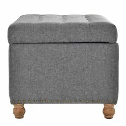 Hot Sale 🎁 CRO Decor Upholstered Flip Top Storage Bench With Tufted Top Rubber Wood Legs 🧨 -Bedroom Benches Store 2470188 5 L