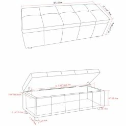 Promo ✔️ Pemberly Row 48" Contemporary Faux Leather Ottoman In Brown 🎉 -Bedroom Benches Store 2474010 4 L