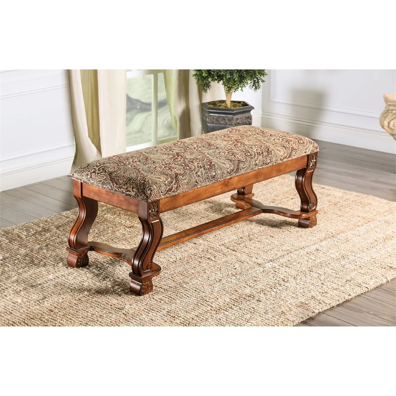 Brand new β¨ Bowery Hill Traditional Wood Padded Bench In Antique Oak π 3 Brand new β¨ Bowery Hill Traditional Wood Padded Bench In Antique Oak π - Image 3