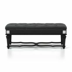 Outlet 👍 Bowery Hill Traditional Wood Tufted Bedroom Bench In Black 😉