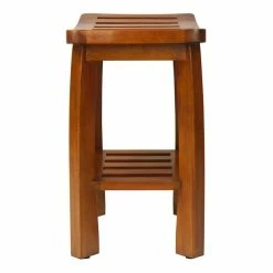 Best deal 🔔 Oceanstar Modern Solid Wood Spa Shower Bench With Storage Shelf In Teak Brown ✨ -Bedroom Benches Store 2502592 2 L