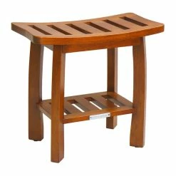 Best deal π Oceanstar Modern Solid Wood Spa Shower Bench With Storage Shelf In Teak Brown β¨